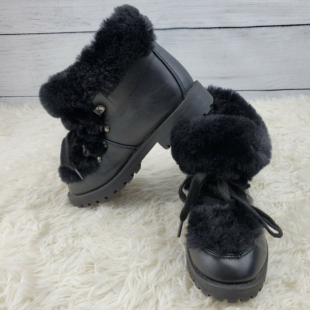 Esprit Faux Leather Combat Boots Sz Youth 4M EUC